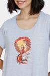 Zivame Harry Potter Knit Cotton Mid length Nightdress - Grey Melange — thumbnail 5